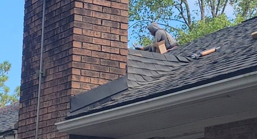 chimney flashing replaced during roof replacement