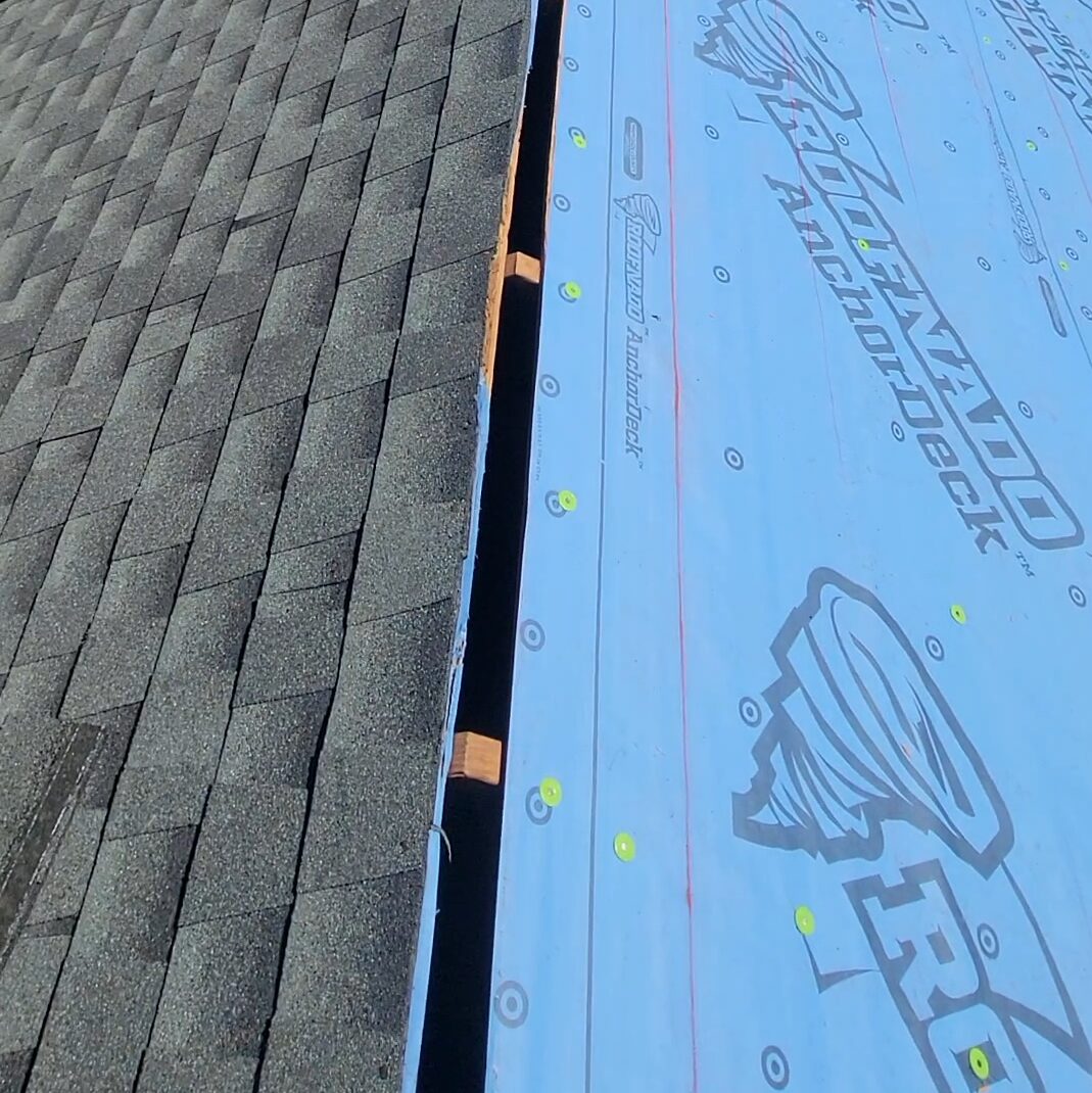 ridge of roof during roof replacement