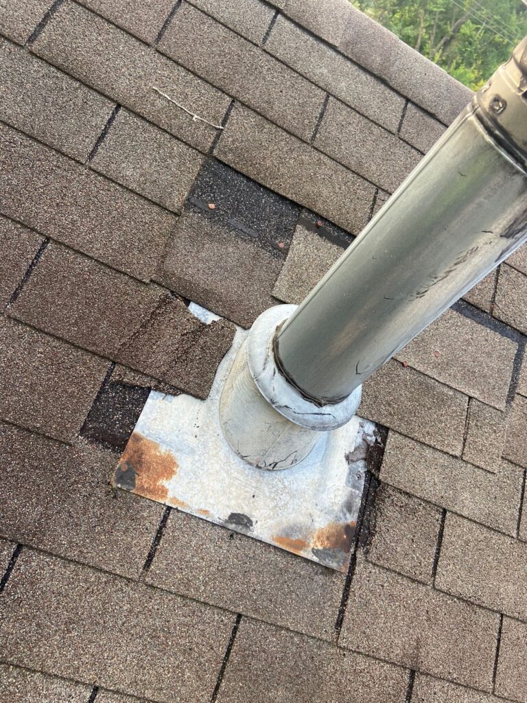 rusted base flashing HVAC vent