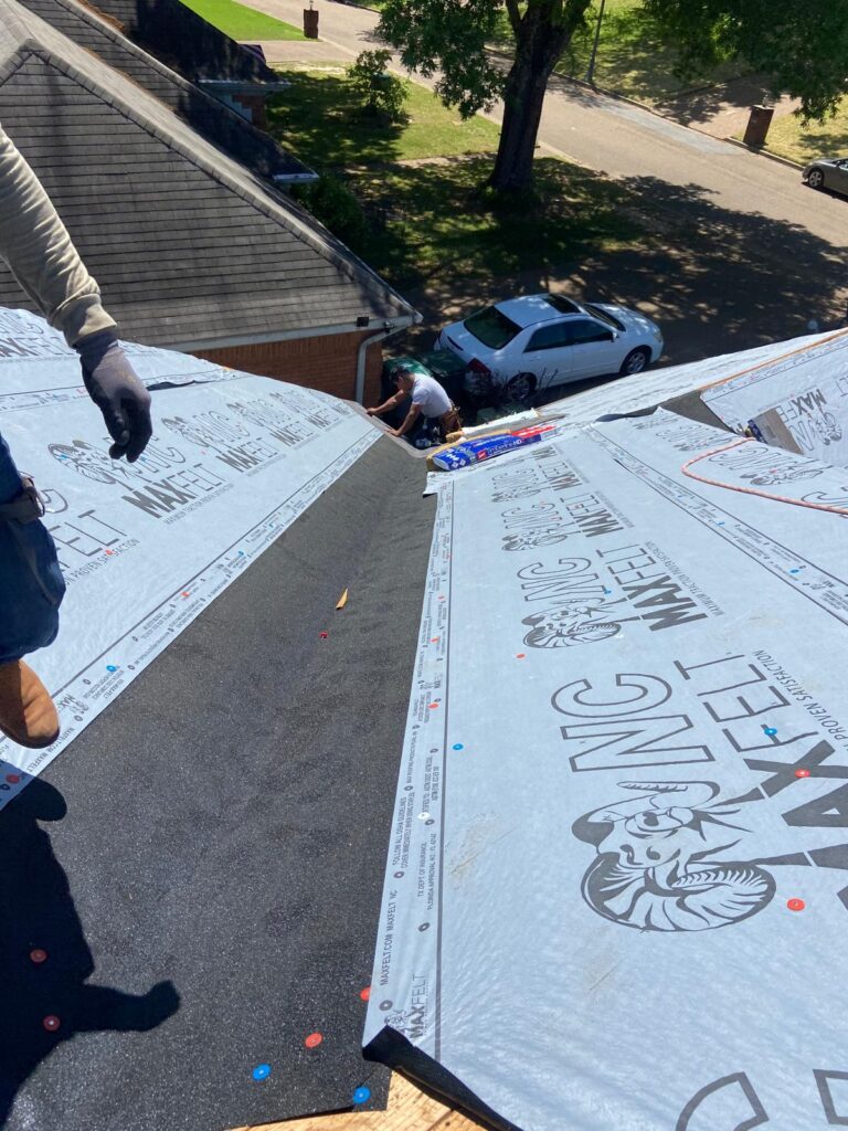 ice and water shield in valleys and synthetic felt underlayment